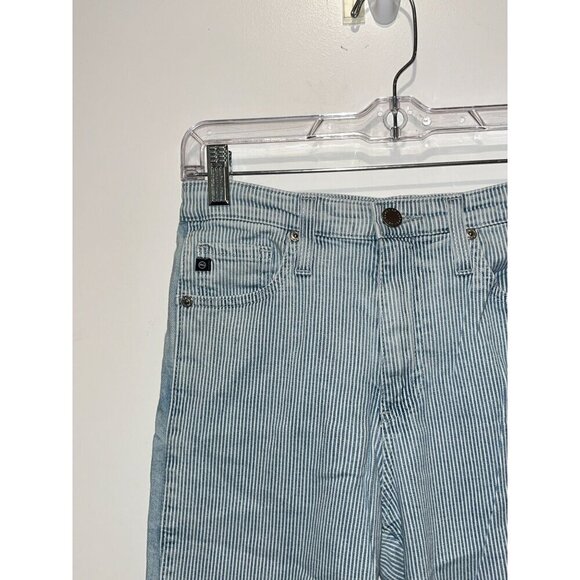 AG Adriano Goldschmied Blue/White Striped Straight Leg Jeans Women's Size 26R - Picture 3 of 10